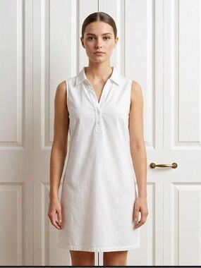 Beachlunchlounge 100% Linen White Sleeveless Shift Dress XS Summer Boho Mini